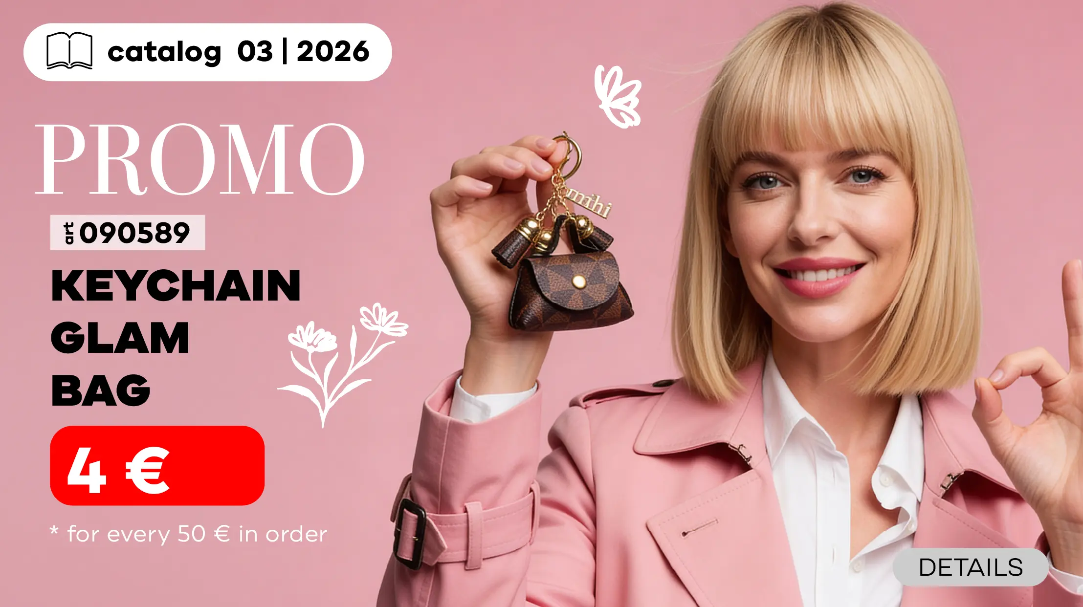 Get the stylish Glam Bag Keychain for just 1,9€ for every 50€ spent in an order